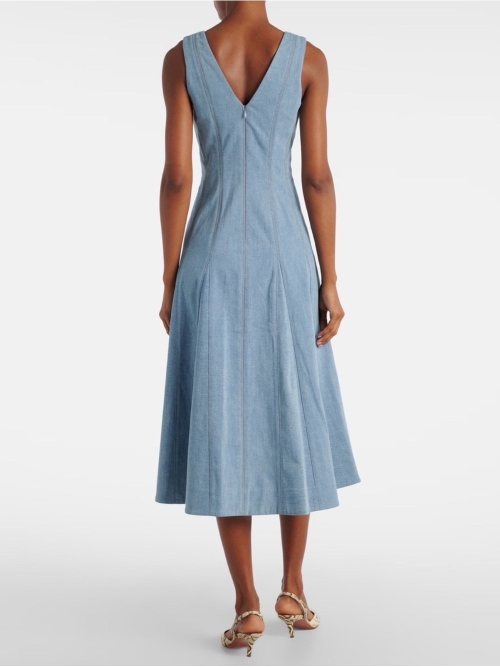 VERONICA BEARD NWT Lou pleated denim midi dress RFID tags - Picture 9 of 11